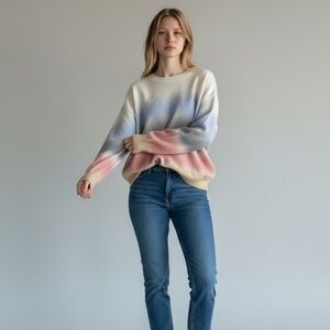 CES FEMME - SIZE SMALL- TIE DYED POPOVER SWEATER - PASTEL COLORS - OVERSIZED